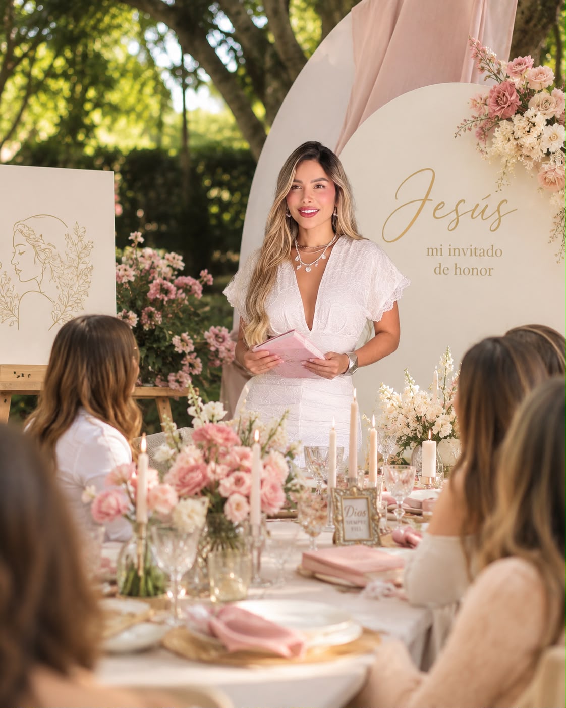 Nataly Giraldo hablando en el Brunch Devocional