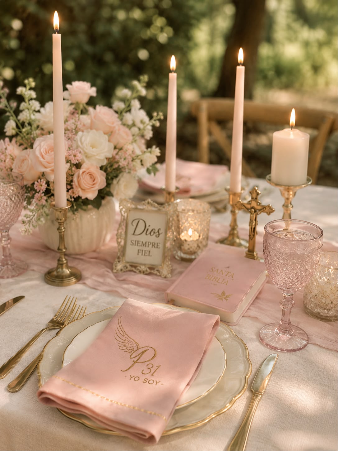 Mesa decorada para el Brunch Devocional